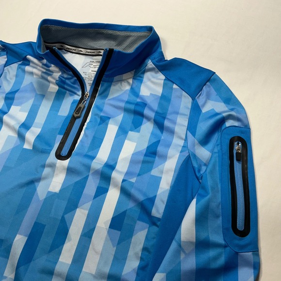 RZR Polaris‎ Mens Medium Pullover Top Long Sleeve Blue Geometric Mock Neck - Picture 6 of 7